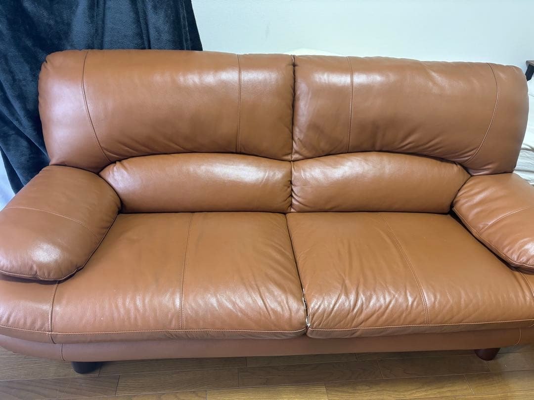 ブラウンレザー 2人掛けソファ